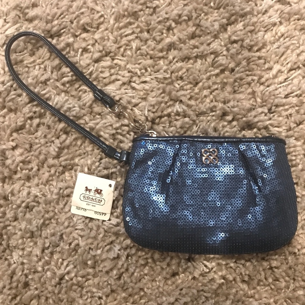 Coach midnight blue sequin wristlet
